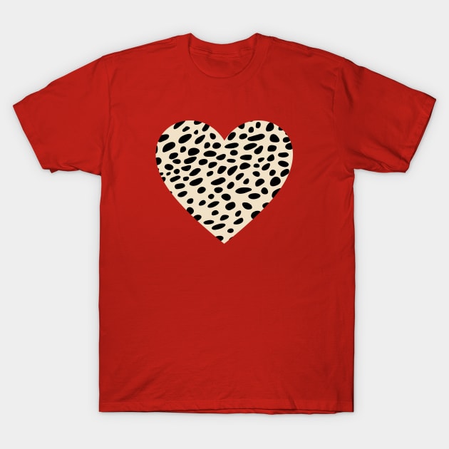 Cheetah Leopard Original Print Heart Shape T-Shirt by RageRabbit